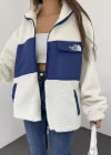 Beyaz Nf Oversize Unisex Kıvırcık Kürklü Ceket