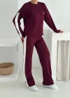 Bordo Alo Yırtmaçlı Modal İkili Takım