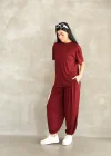 Bordo Oysho Modal Kumaş Şalvar İkili Takım
