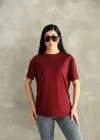 Bordo Oysho Yırtmaçlı Modal Oversize Tshirt