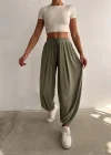 Haki Oysho Modal Şalvar Pantolon