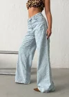 Açık Mavi Distressed Geniş Paça Palazzo Kot Pantolon