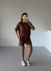 Kahve Alo Yoga Modal Crop Şortlu Takım