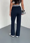 Lacivert Alo Çizgili Ribana Pantolon