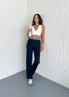 Lacivert Alo Çizgili Ribana Pantolon
