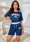 Lacivert Brasil Oversize Unisex Şortlu Takım