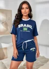 Lacivert Brasil Oversize Unisex Şortlu Takım