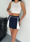 Lacivert Çift Renk Modal Şort Etek