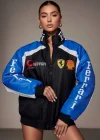 Mavi Ferrari İçi astarlı Unisex Bomber Ceket