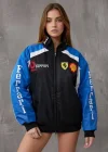 Mavi Ferrari İçi astarlı Unisex Bomber Ceket