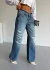 Mavi ZR Yırtık Baggy Jean Pantolon