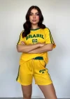 Sarı Brasil Oversize Unisex Şortlu Takım