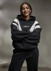 Siyah Add Üç İplik Oversize Kapşonlu Sweat