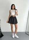 Siyah Alo Ribana Paraşüt Şort Etek