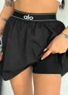 Siyah Alo Ribana Paraşüt Şort Etek