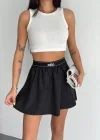Siyah Alo Ribana Paraşüt Şort Etek