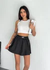 Siyah Alo Ribana Paraşüt Şort Etek