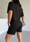 Siyah Alo Yoga Modal Crop Şortlu Takım