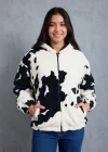 Siyah Benekli Oversize Unisex Kürk Ceket