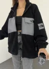 Siyah Nf Oversize Unisex Kıvırcık Kürklü Ceket