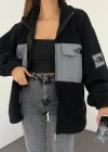 Siyah Nf Oversize Unisex Kıvırcık Kürklü Ceket