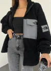 Siyah Nf Oversize Unisex Kıvırcık Kürklü Ceket