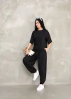 Siyah Oysho Modal Kumaş Şalvar İkili Takım