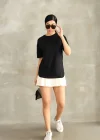 Siyah Oysho Yırtmaçlı Modal Oversize Tshirt