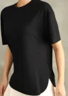 Siyah Oysho Yırtmaçlı Modal Oversize Tshirt