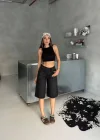 Siyah Street One Baggy Kot Şort