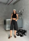 Siyah Street One Baggy Kot Şort