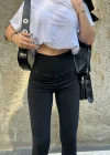 Siyah Yüksek Bel En Boy Likralı Kot Tayt