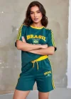 Yeşil Brasil Oversize Unisex Şortlu Takım