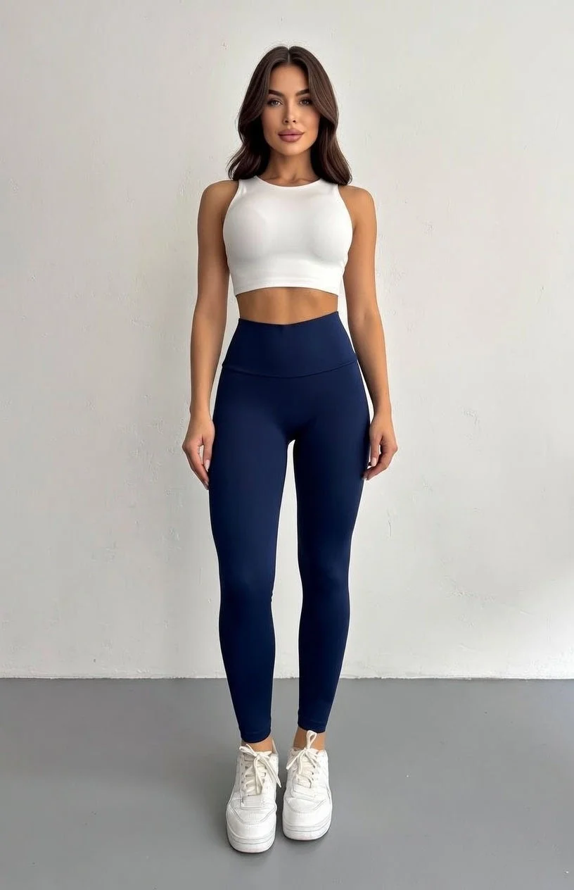 Lacivert Alo Yoga Şardonlu Sıkılaştırıcı Yüksek Bel Tayt