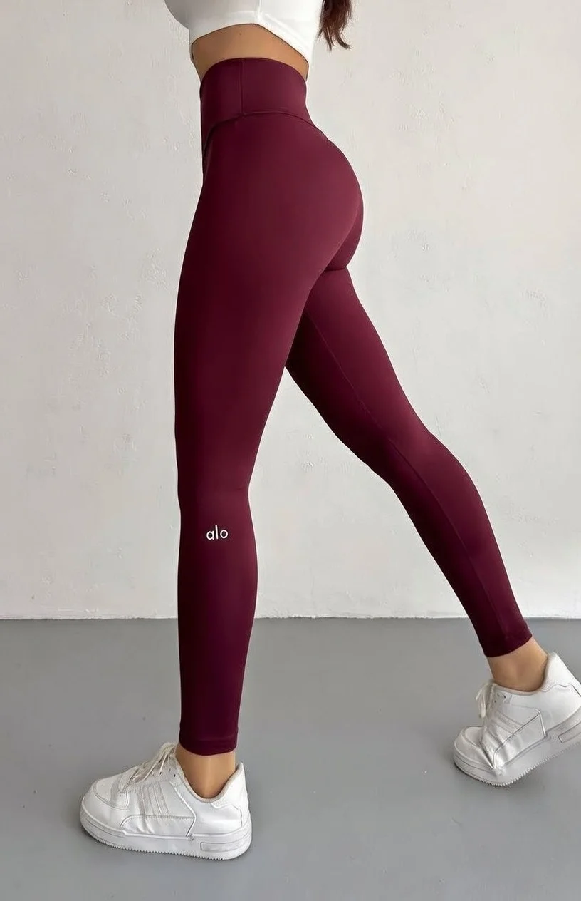 Bordo Alo Yoga Şardonlu Sıkılaştırıcı Yüksek Bel Tayt