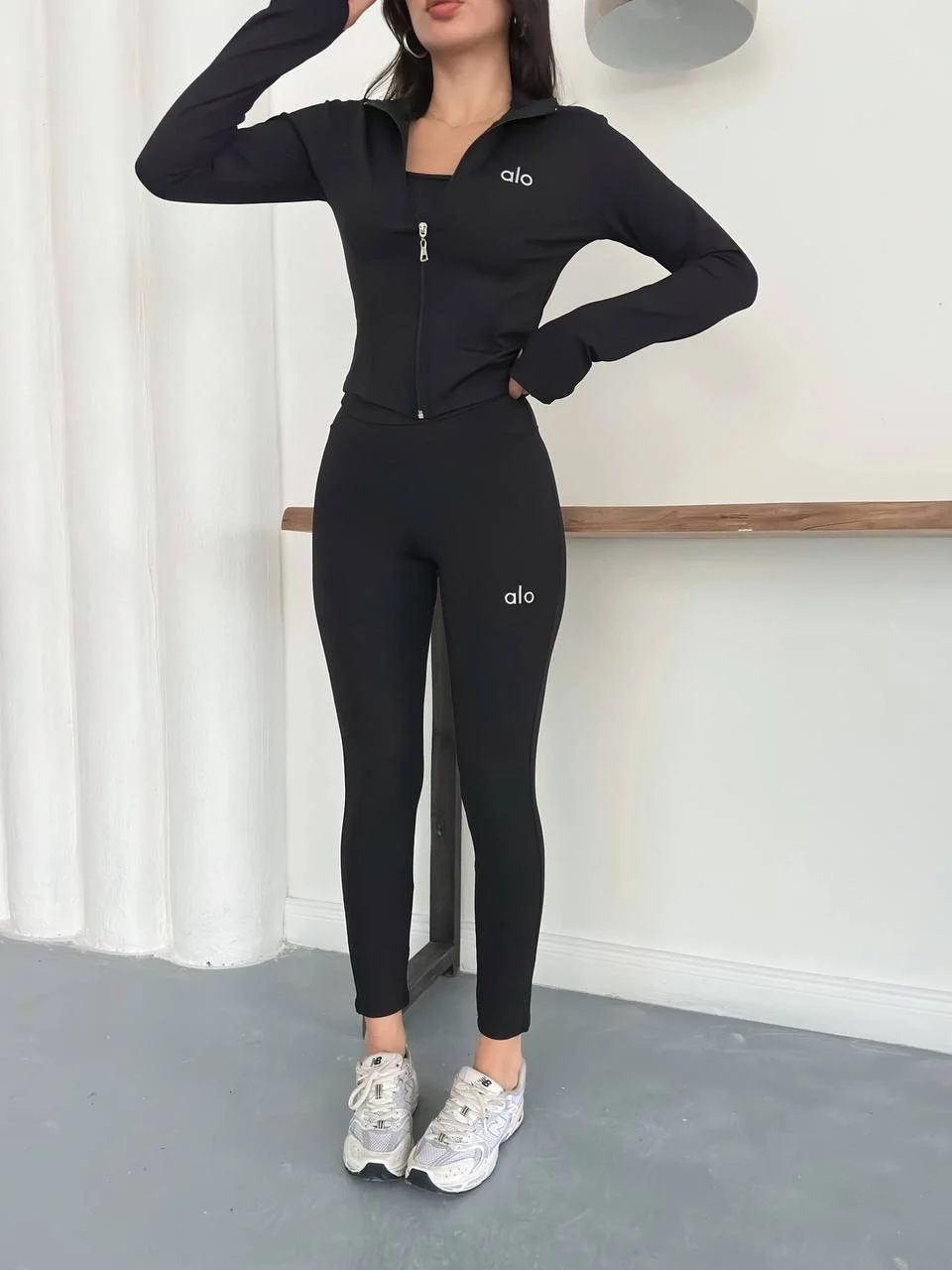 Siyah Alo Üçlü Dalgıç Taytlı Takım