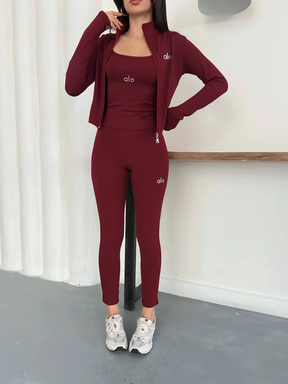 Bordo Alo Üçlü Dalgıç Taytlı Takım