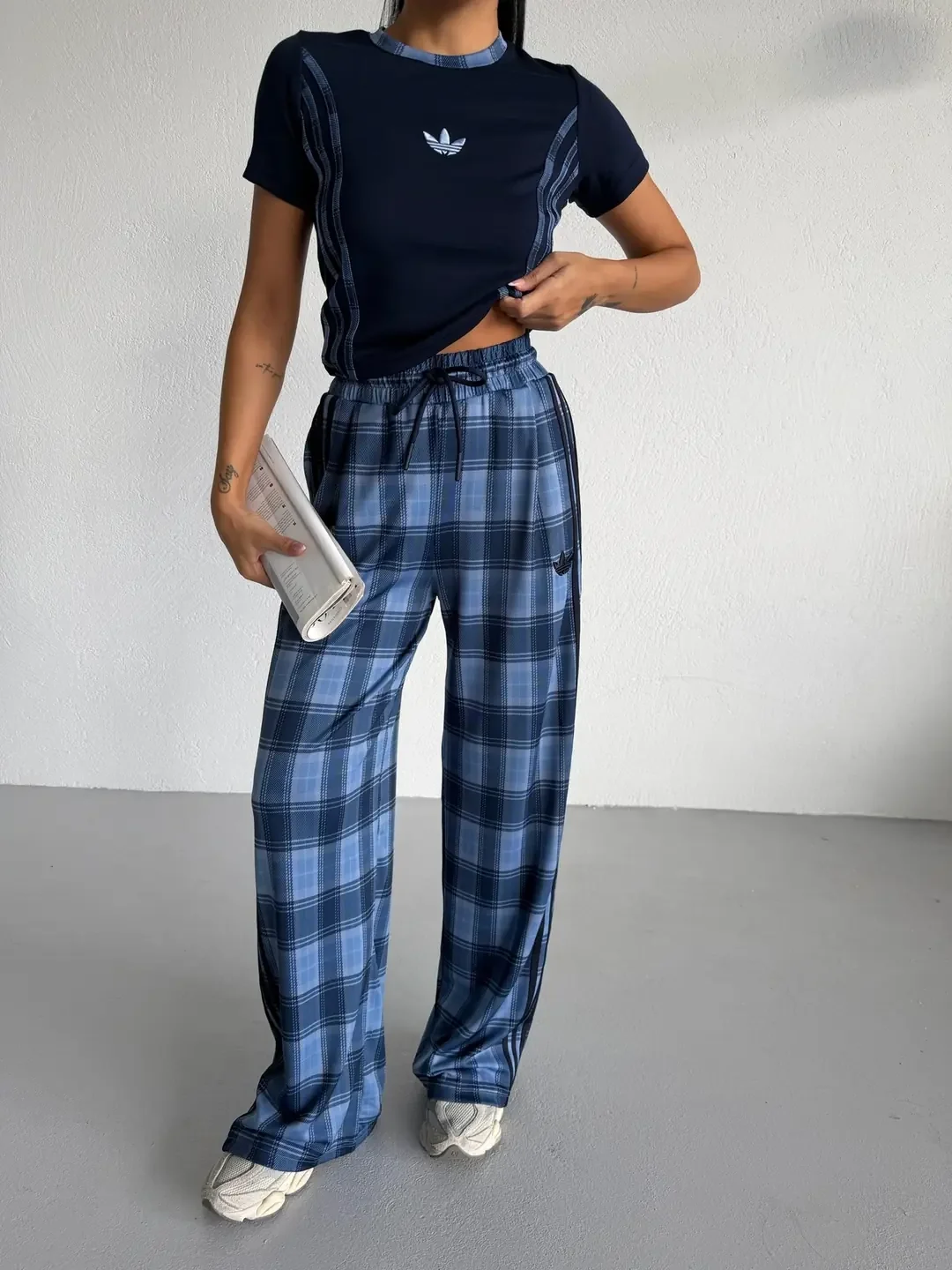 Mavi Adidas Ekose Eşofman Takım