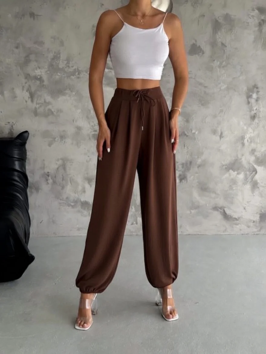 Kahve Oysho Modal Kumaş Şalvar Pantolon