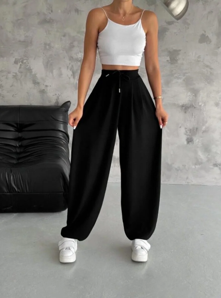 Siyah Oysho Modal Kumaş Şalvar Pantolon