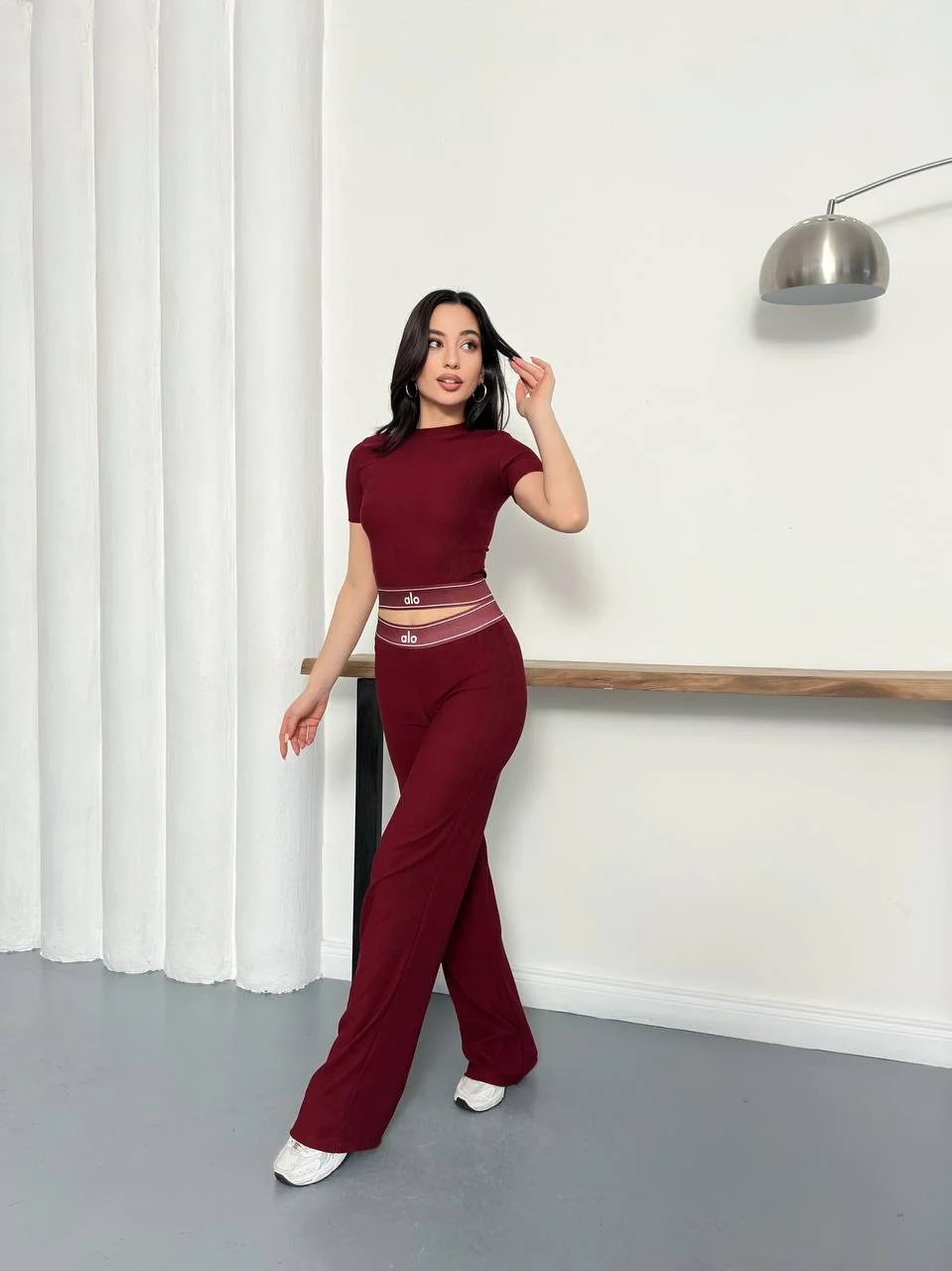 Bordo Alo Ribana Ottoman İkili Takım