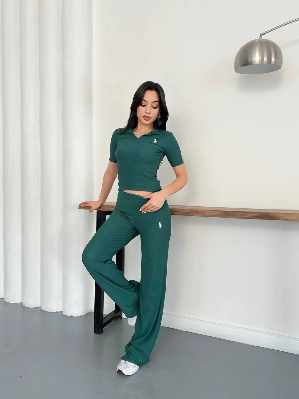 Yeşil Polo Yaka Ottoman İkili Takım