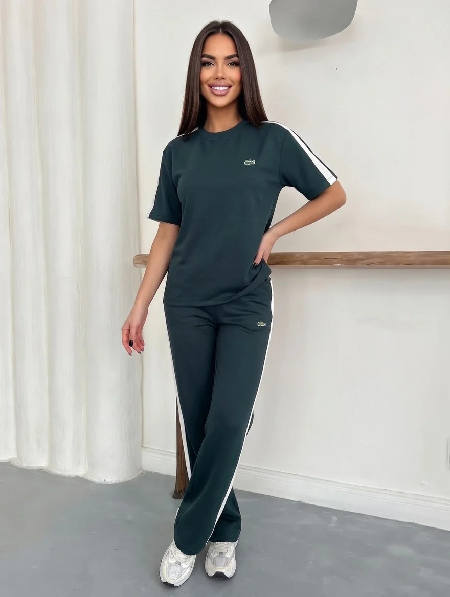 Yeşil Lacoste Şeritli Modal İkili Takım