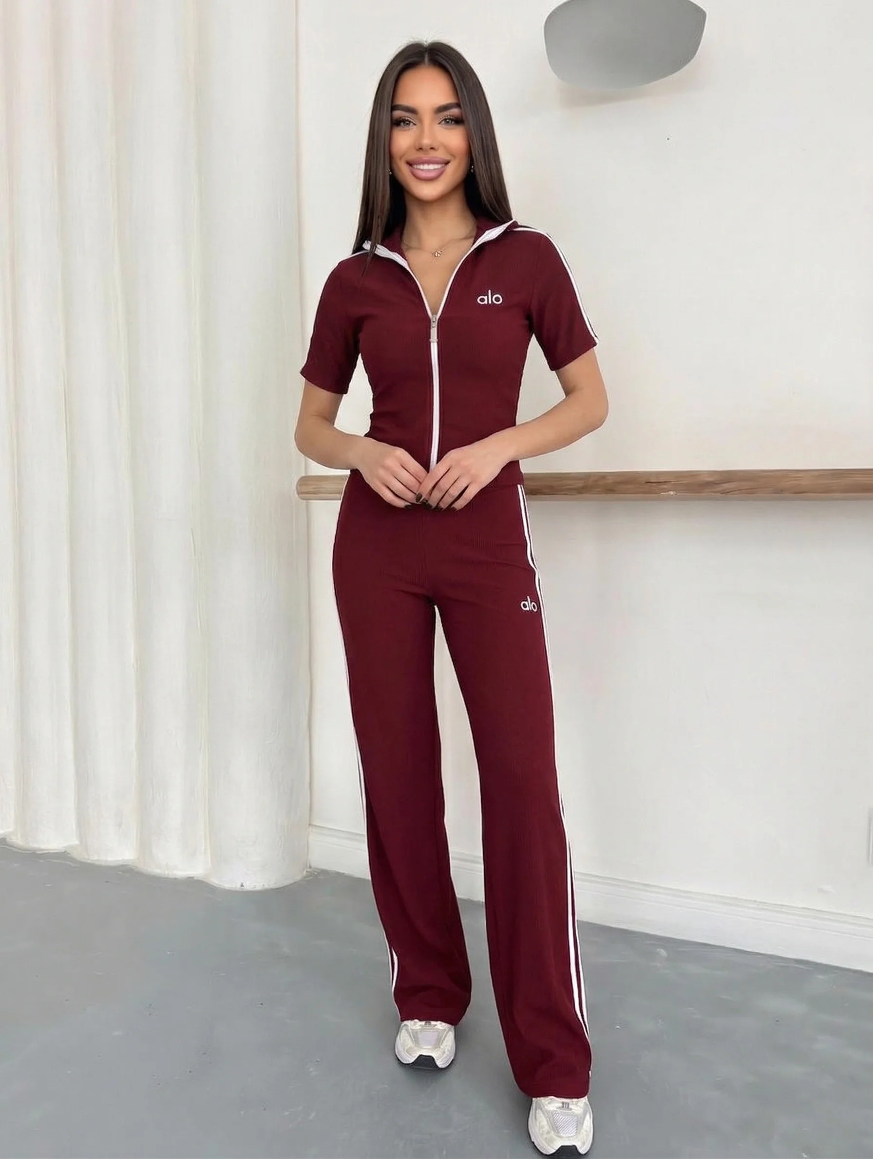 Bordo Alo Çift Şeritli Modal İkili Takım