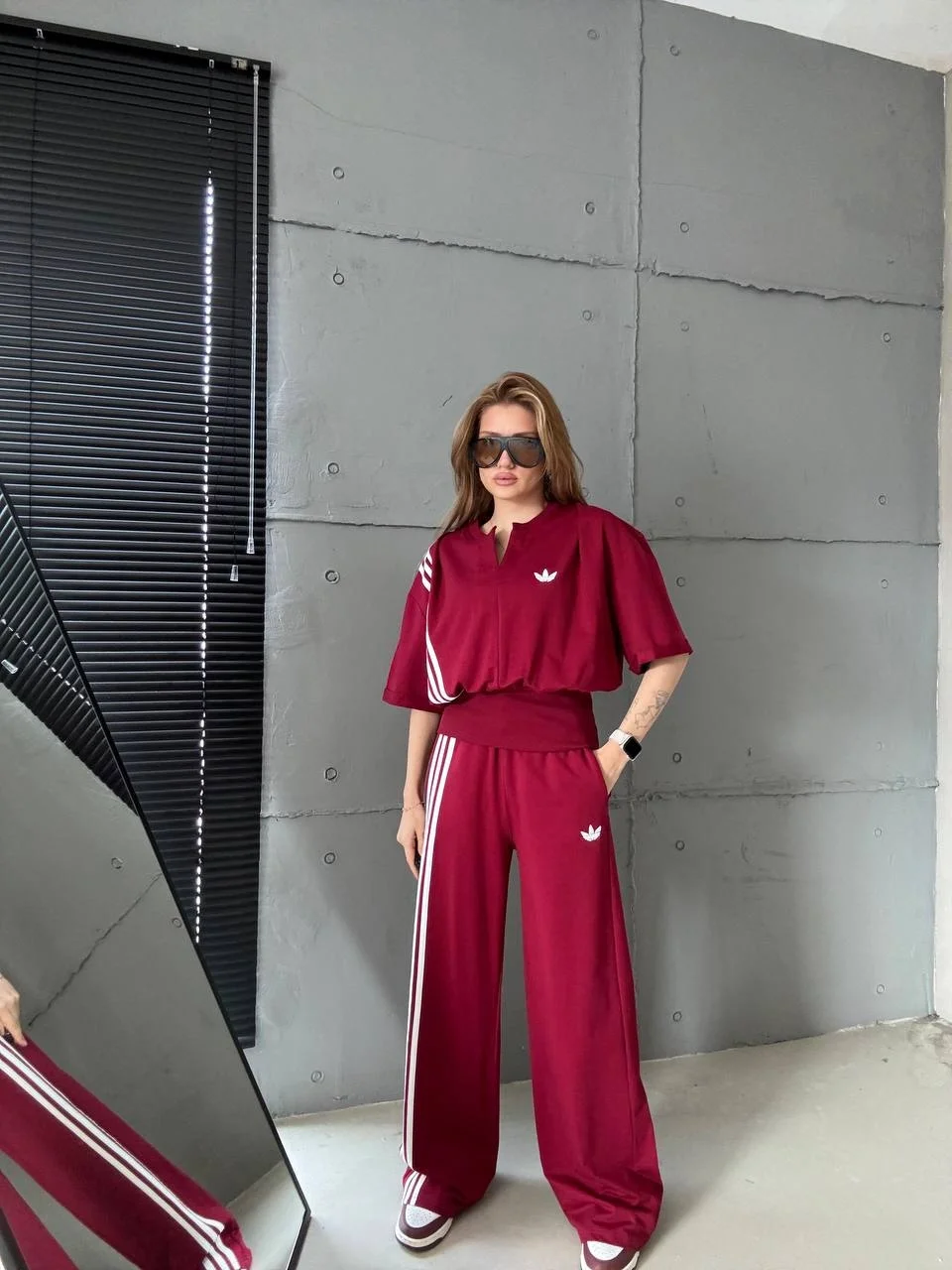 Kırmızı ADD Korse Ribana Üç Şerit İkili Takım