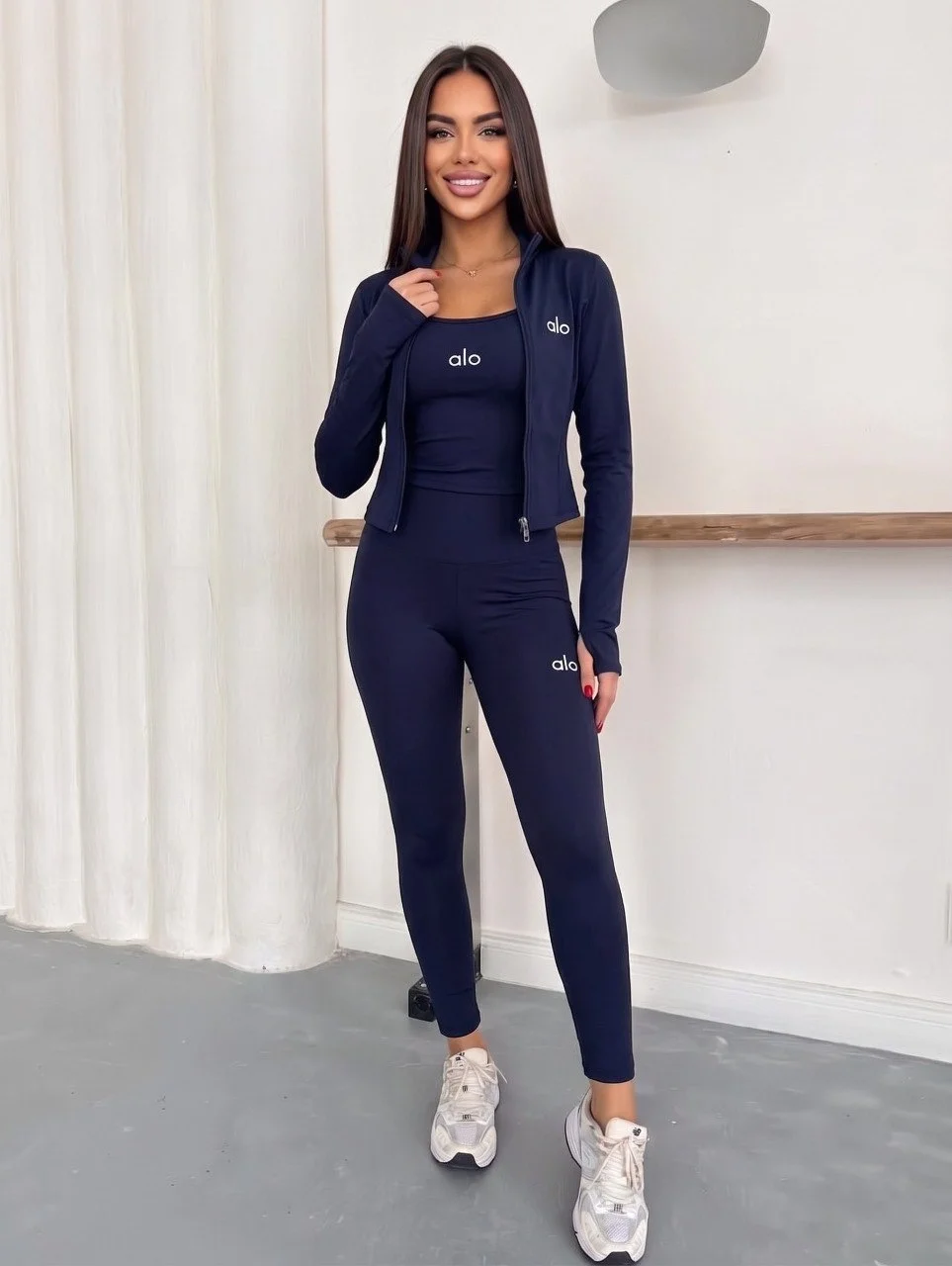 Lacivert Alo Dalgıç Üçlü Taytlı Takım