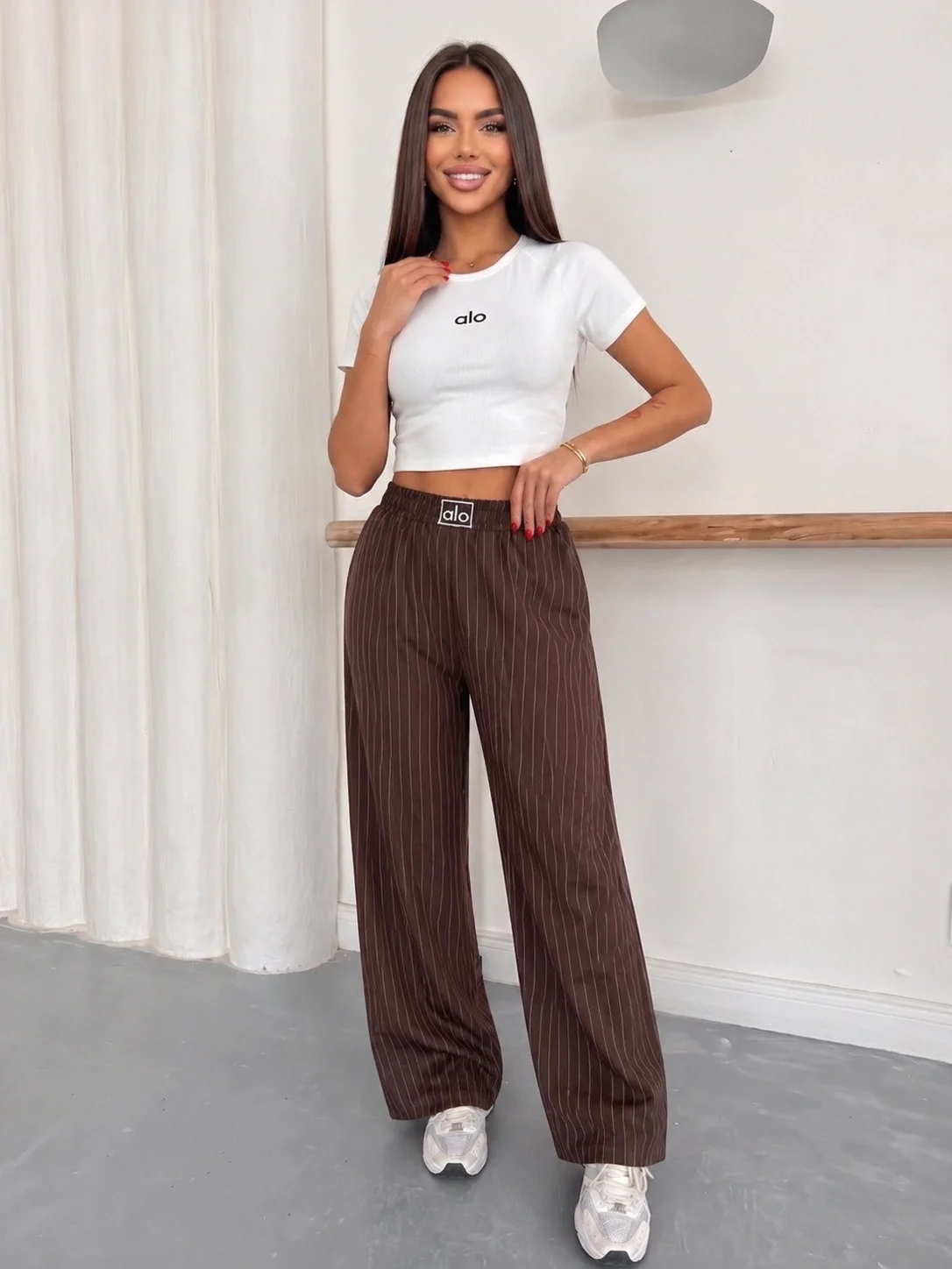 Kahve Alo Çizgili Baggy Pantolon