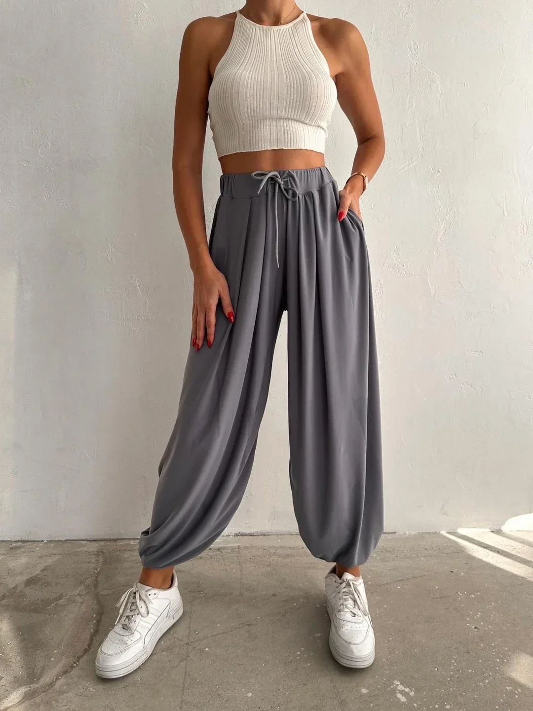 Antrasit Oysho Modal Şalvar Pantolon