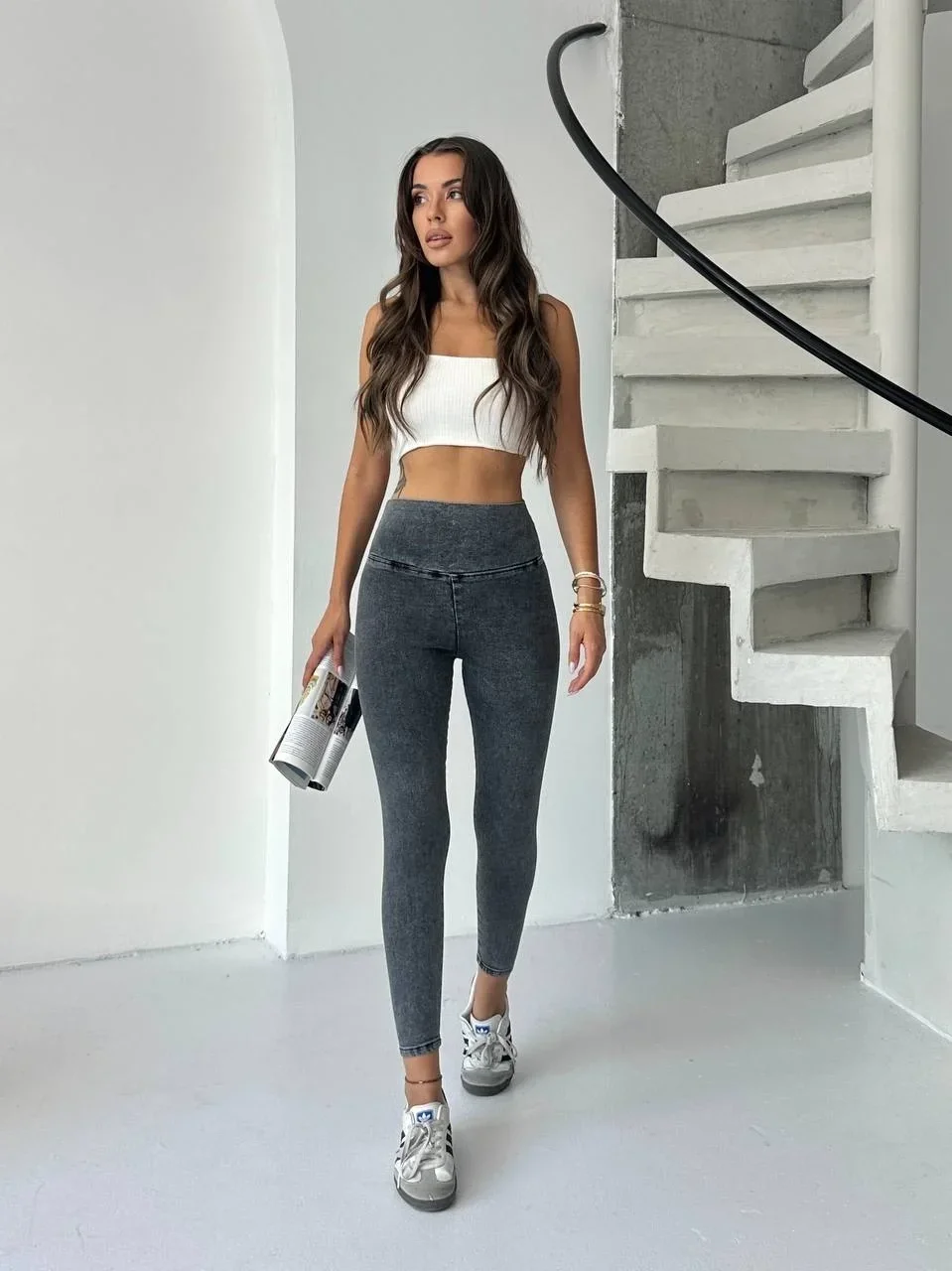 Antrasit Yüksel Bel İnceltici ve Sıkılaştırıcı Likralı Kot Tayt