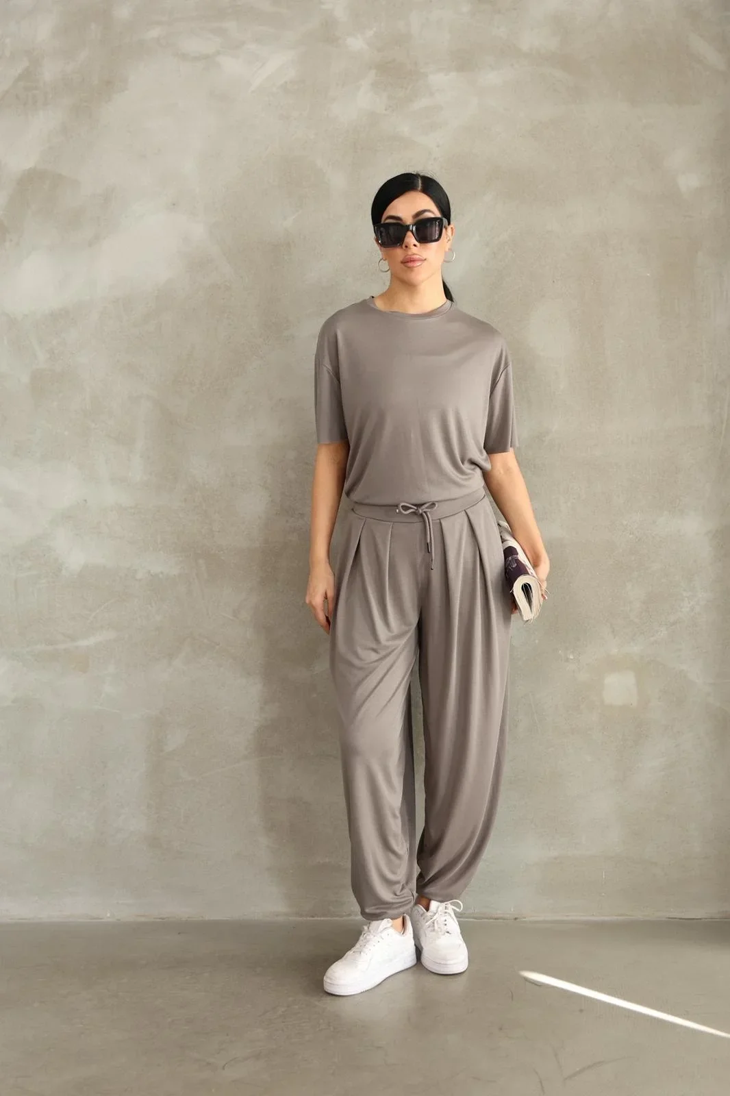 Bej Oysho Modal Kumaş Şalvar İkili Takım